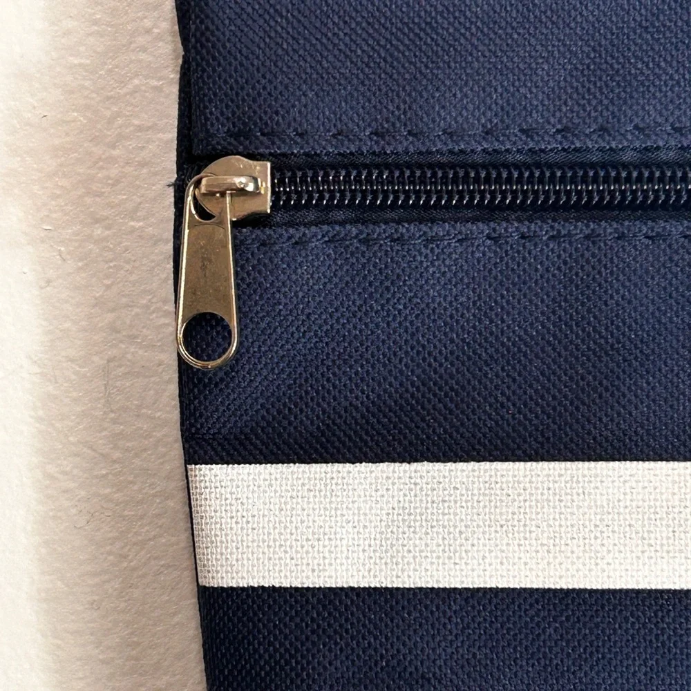 Elegant NWT SORRENTO ITALIA Nautical Blue & white Travel Bag Gold Embroidery
